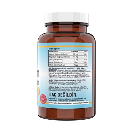 Kalsiyum Magnezyum Taurat Çinko Vitamin D & K 120 Tablet