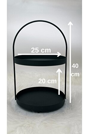 2 Katlı Dekoratif Siyah Metal Sofra Sunum ve Banyo Organizeri / Banyo Düzenleyicisi - Renk : Siyah