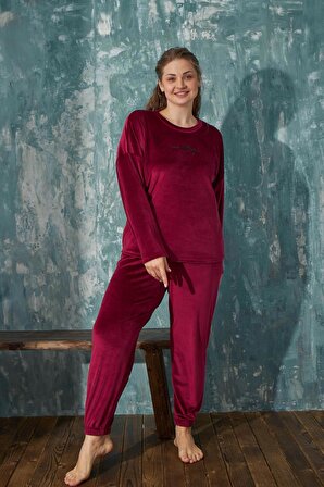Mihra 13203-3 Soft Kadife Büyük Beden Battal Pijama Takım