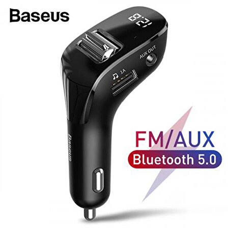 Baseus Bluetooth Araç FM Transmitter AUX  Wireless MP3 Fm Transmitter Araç Şarj Başlık Müzik Kiti