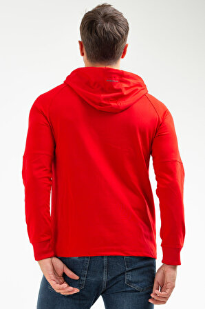 Kırmızı Regular Dalgıç Kumaş Kapüşonlu Erkek Sweatshirt XC2152 | XXL