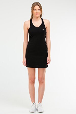 Siyah Slim Fit Modal Kumaş Pamuklu Askılı Kadın Elbise SF0576 | XL