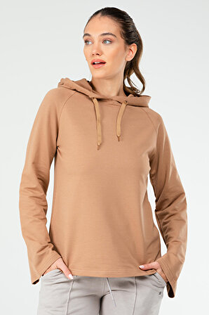 Camel Regular Pamuklu Kapüşonlu Kadın Sweatshirt SC1176 | L