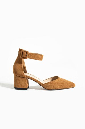 Kadın Açık Mavi Süet Ayakkabı Abiye Stiletto Kalın Topuk Gelinlik Ayakkabisi 5.5cm
