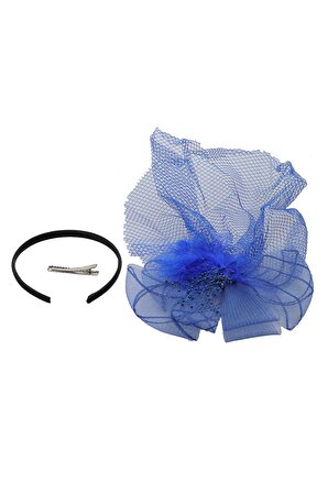 Mavi Bijuteri Taç Tüylü Dantel Çiçek Modelli