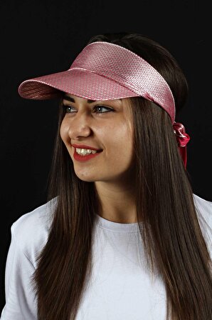 Kadın Plaj Şapkası Desenli Tasarım Arkadan Bağlamalı Model