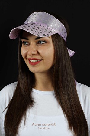 Kadın Plaj Şapkası Puantiye Desenli Arkadan Bağlamalı Model