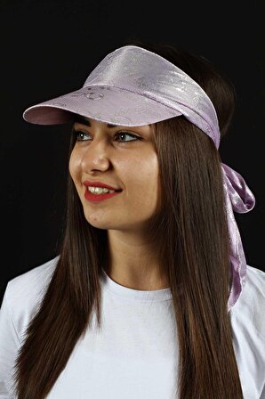 Kadın Plaj Şapkası Zincir Desenli Arkadan Bağlamalı Model