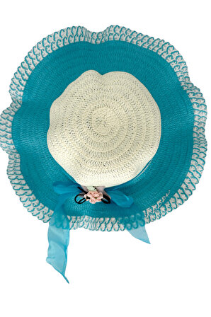 Beoje Kadın Şapkası Hasır Desenli Çiçekli Fiyonk Model AKDSP-0056 AKDSP-0056