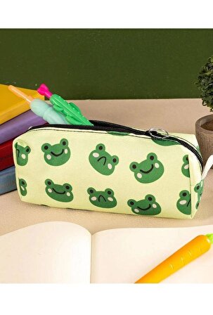 Yeşil Kurbağa Tatlı Kalemlik - Okul Kalemliği-Makyaj Çantası
