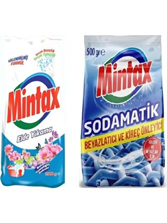 Mintax Elde Yıkama Toz Deterjan 1 kg + Mintax Soda Matik 500 gr