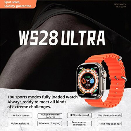 Ws28 Ultra 49mm Kordon Kilitli Vidalı Watch 8 Ultra 2.08 Ekran Akıllı Saat Siyah-truncu