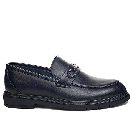 Kngl Suni Deri Bağcıksız Erkek Cilt Siyah Klasik Baba Ayakkabısı Kundura Ayakkabı
