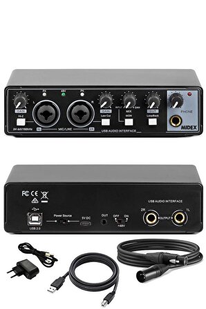 Midex GLX-4000 Profesyonel Usb Stüdyo Ses Kartı 4 Giriş 4 Çıkış (xlr Kablo Dahil)