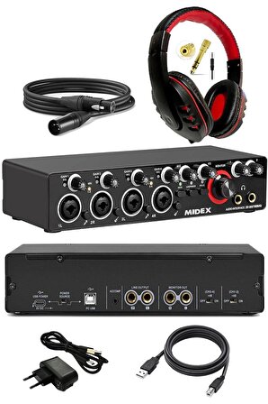 Midex GLX-4000HD Profesyonel Usb Stüdyo Ses Kartı 4 Giriş 4 Çıkış (Kulaklık ve Kablo)