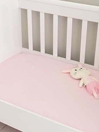 Pamuklu Pembe Bebek Çarşaf Takımı (70x140) +Bebek Yastığı (35x45)