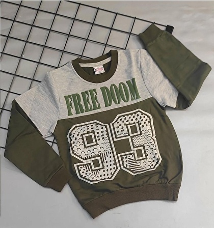 Free Doom 93 Yazılı Erkek Çocuk Sweatshirt 2 İp 6 Yaş