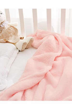 Nomi Bebek Battaniyesi Pembe Yeni Doğan Bebek Beşik Puset Kundak Peluş Battaniye 100x120 cm
