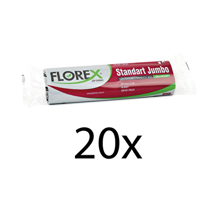 Florex Standart Jumbo Boy 10 adet Çöp Torbası Siyah/mavi 80 x 110 CM 20 paket