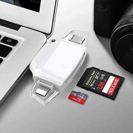 Daytona HC06 Lightning USB Type-C Micro To Sd Tf Kart Okuyucu Çevirici Hub Adapter