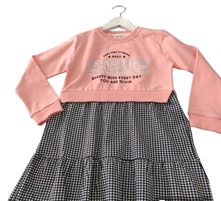 Kız Çocuk Elbise, Etek-Sweatshirt Görünümlü