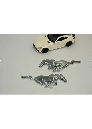 Mustang Shelby Gt Koşan At Çamurluk Yanı Krom Metal 3m 3d Logo Arma