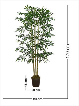 Bambu (Feshka) Yapay Ağaç 3 Gövde 170cm, Saksılı