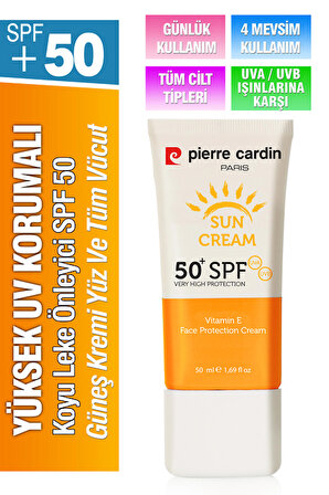 Pierre Cardin Yüksek Uv Korumalı Koyu Leke Önleyici Spf 50 Güneş Kremi Yüz Ve Tüm Vücut 50 ml