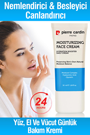 Pierre Cardin Nemlendirici & Besleyici Canlandırıcı Yüz, El Ve Vücut Günlük Bakım Kremi 24 Saat Etkili 50 ml