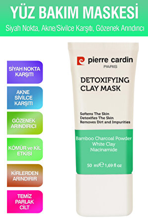 Pierre Cardin Siyah Nokta Akne Ve Sivilce Karşıtı, Gözenek Arındırıcı Yüz Bakım Maskesi 50 ml