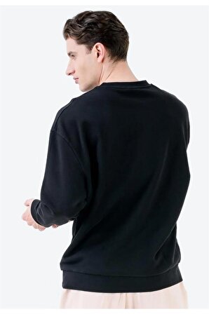 Erkek Bej Oversize Swearshirt 3 Iplik Şardonlu Kumaş
