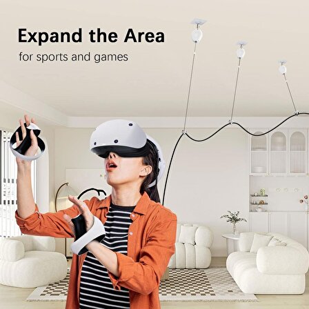 AMVR VR Kablo Yönetim Sistemi, 6 Paket Tavan Makarası Sistemi - Beyaz
