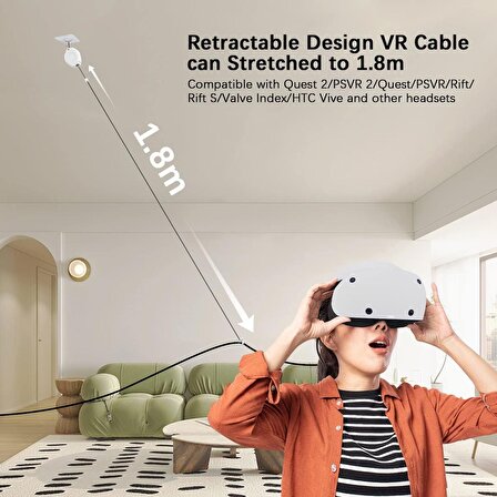 AMVR VR Kablo Yönetim Sistemi, 6 Paket Tavan Makarası Sistemi - Beyaz