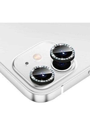 Iphone 11 / Iphone 12 Mini/iphone 12 Uyumlu Siyah Swarovski Taşlı Kamera Lensi Koruma