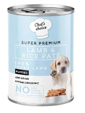 Chef's Choice Hypo-Allergenic Kuzulu ve Pirinçli Düşük Tahıllı Yavru Köpek Konservesi 400gr