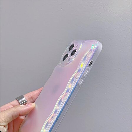 iPhone 15 Promax Uyumlu Zigzaglı Dalgalı Hologram Puf Kılıf