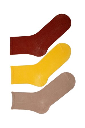 Bayan Soket Çorap 3 Lü 3 Renk Sarı Kremit Açık Kahve
