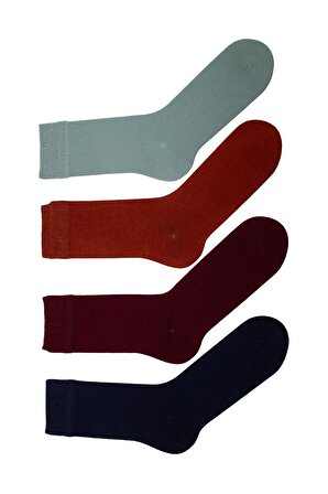 Erkek Soket Çorap 4 Lü Bordo-Lacivert-Kremit-Su Yeşili
