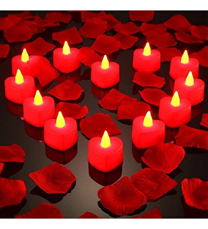 4 Adet Kalpli Led Mum Tealight Mum Kırmızı Işık Pilli Piller Dahil