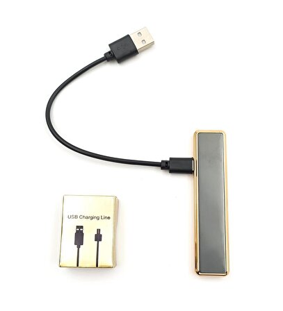 USB Şarjlı Siyah Sürgülü Çakmak 
