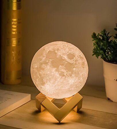 Dekoratif Ayaklı 12cm 3D Ay Gece Lambası
