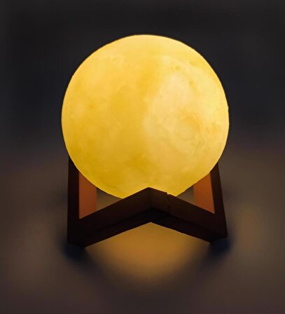 Dekoratif Ayaklı 12cm 3D Ay Gece Lambası & Kar Tanesi Kolye Hediye Seti