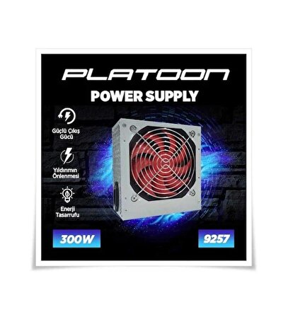 Platoon PL-9257 300W Gaming PC Power Supply 12cm Geniş Fan Güç Kaynağı