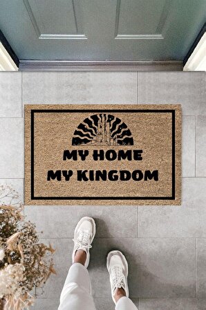 Modern Dijital Baskı - My Home My Kingdom - Dekoratif Kapı Önü Paspası