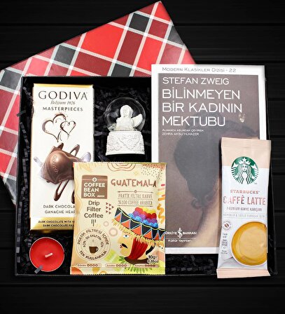Özel Kutusunda Sevgililer Gününe Özel Kar Küresi & Kitap & Çikolata & Kahve Seti & Mini Mum Hediye Seti 
