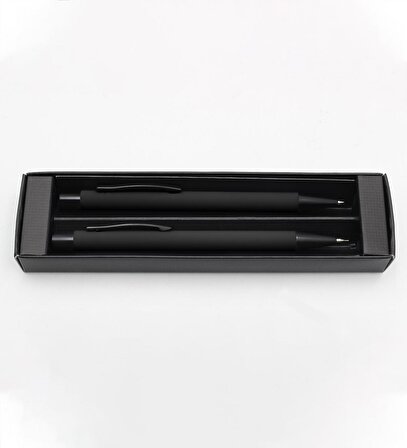 Kutulu 2'li Siyah Kalem Seti ( 0.7 Versatil Uçlu Kalem & Tükenmez Kalem )