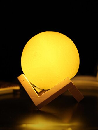 Canım Annem Baskılı 3D Ay Gece Lambası Dekoratif Stand Hediyeli Dolunay Gece Lambası