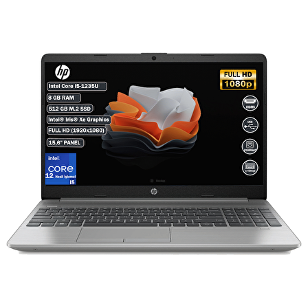 HP 250 G9 6Q8M5ES Intel Core i5 1235U 8 GB 512 GB SSD Intel Iris Xᵉ Freedos 15.6" FHD Taşınabilir Bilgisayar
