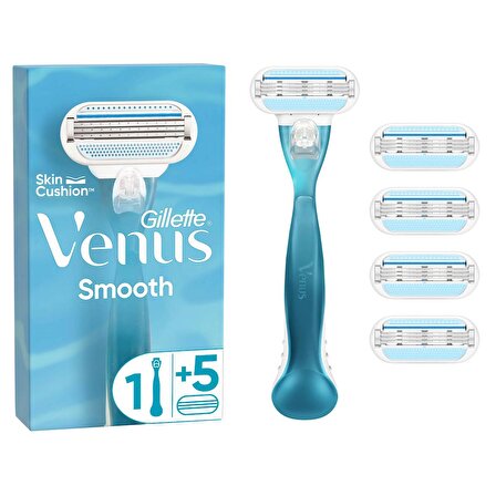 Gillette Venus Smooth Tıraş Makinesi + 5 Adet Yedek Başlık