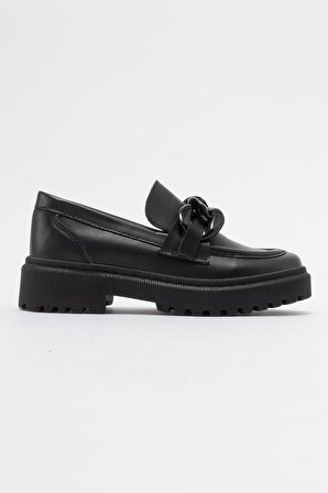 Mnpc Kız Çocuk Siyah Anatomik Loafer Ayakkabı